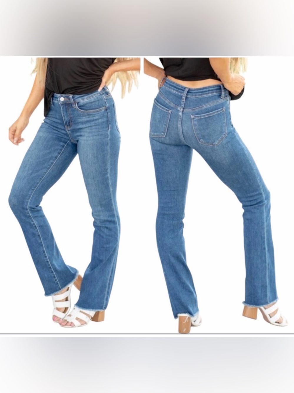 Lovervet By Vervet Jeans Women’s 27/5 Boot Cut Stretch Denim Raw Hem Mid Rise